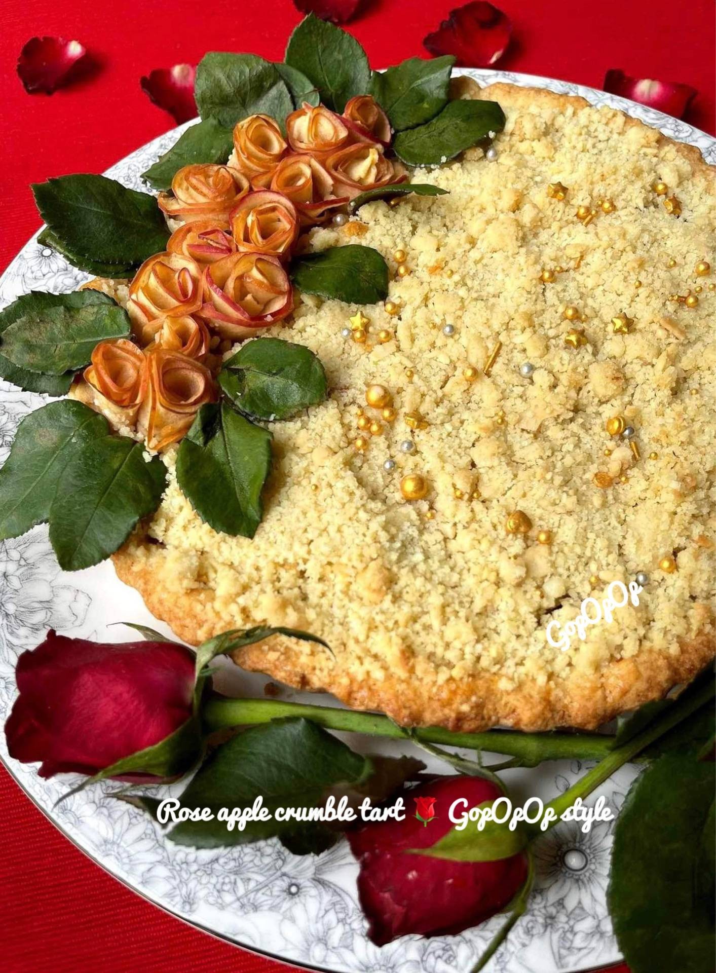 Rose apple crumble tart 🌹GopOpOp style #WongnaiChef 