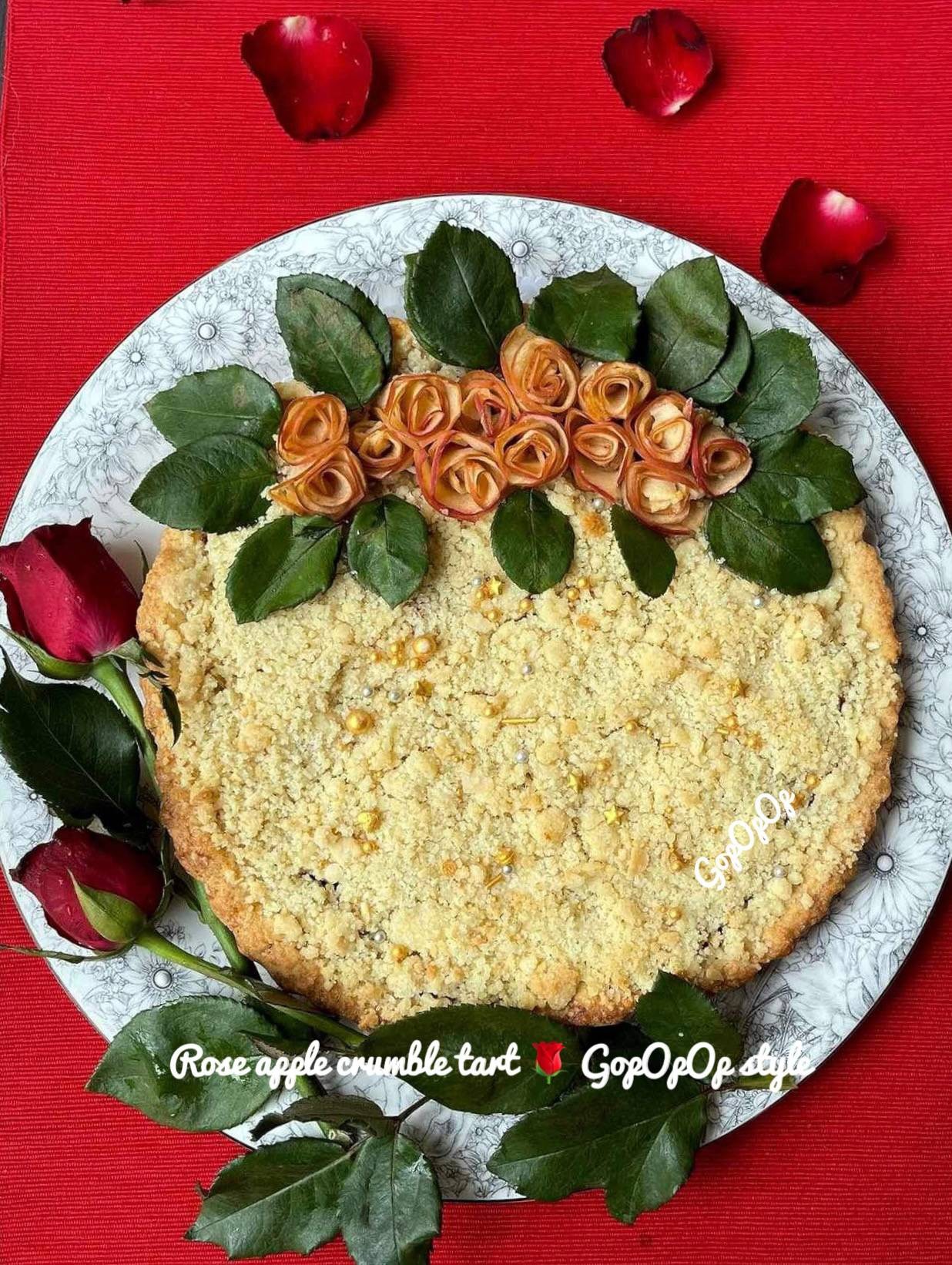 Rose apple crumble tart 🌹GopOpOp style #WongnaiChef 