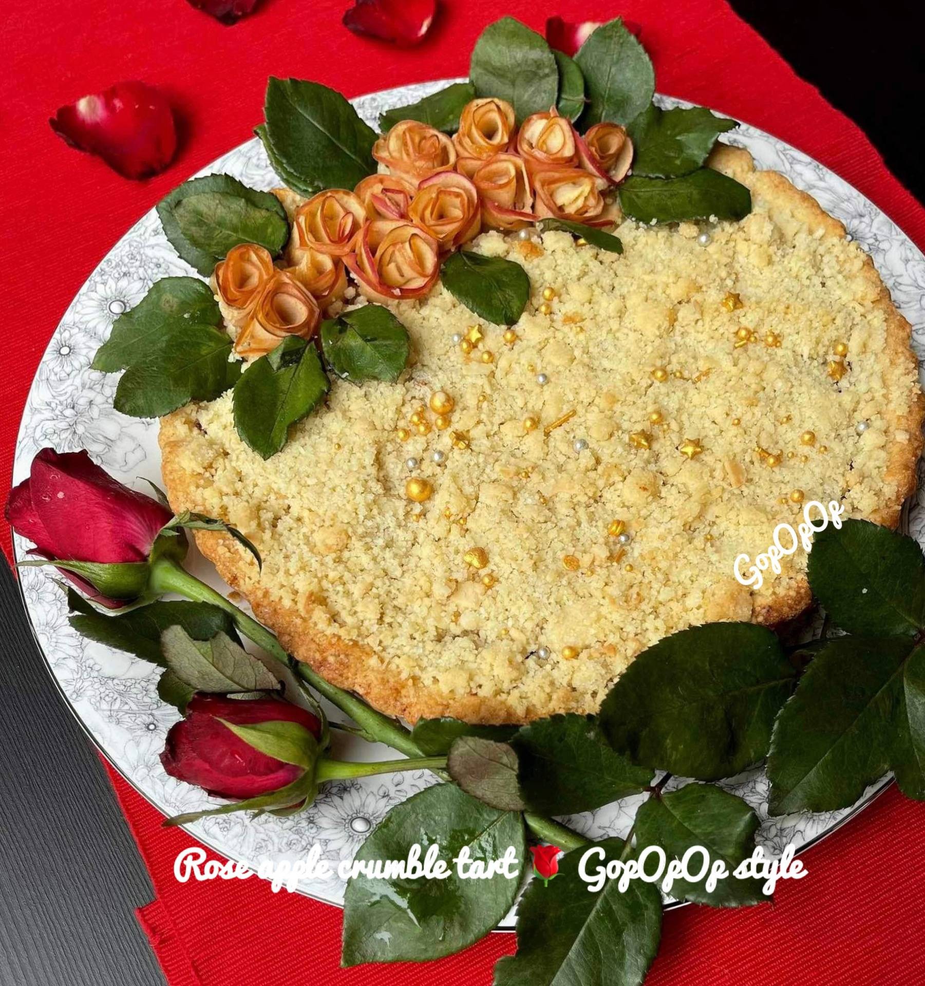 Rose apple crumble tart 🌹GopOpOp style #WongnaiChef 