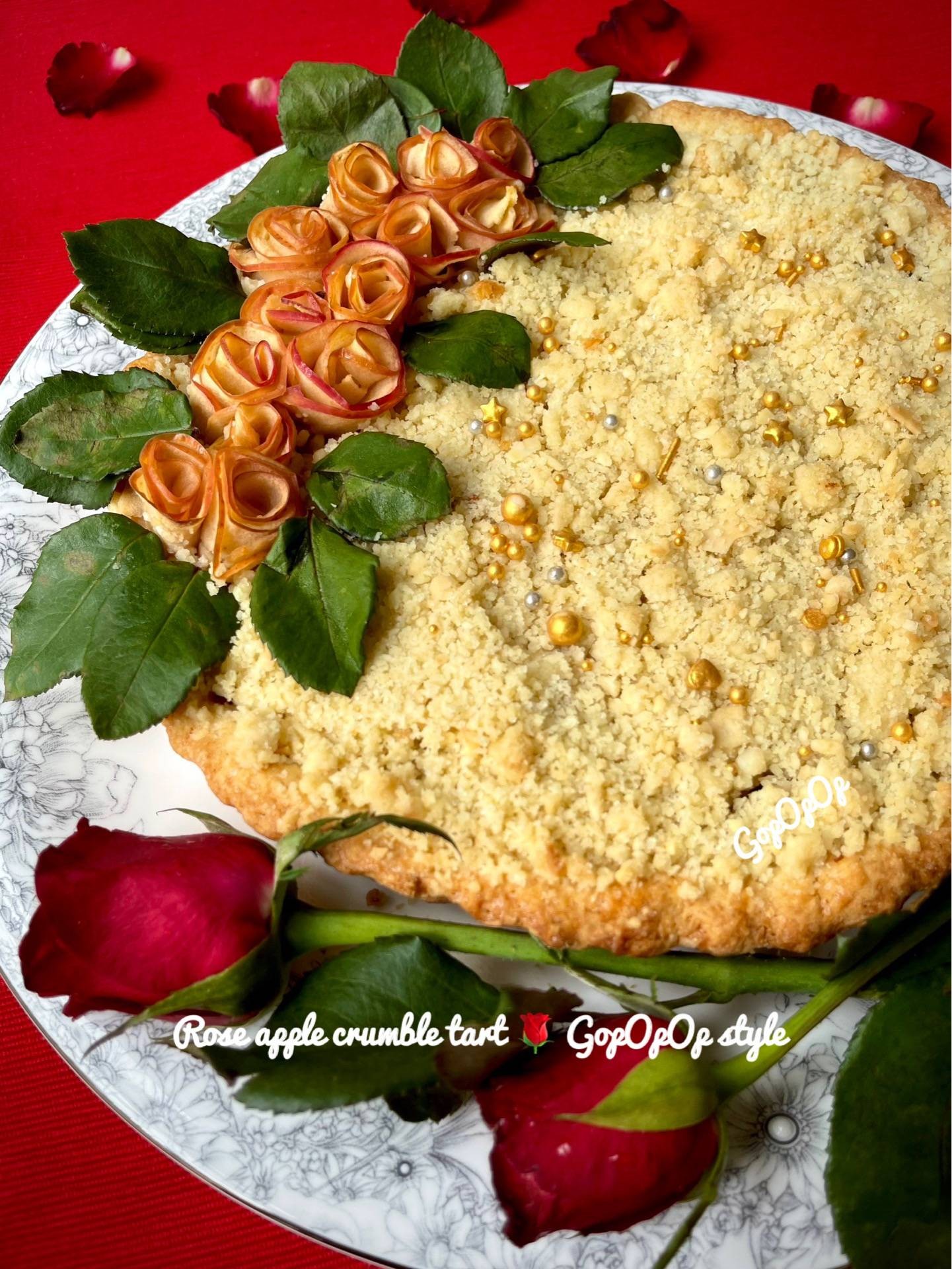 Rose apple crumble tart 🌹GopOpOp style #WongnaiChef 