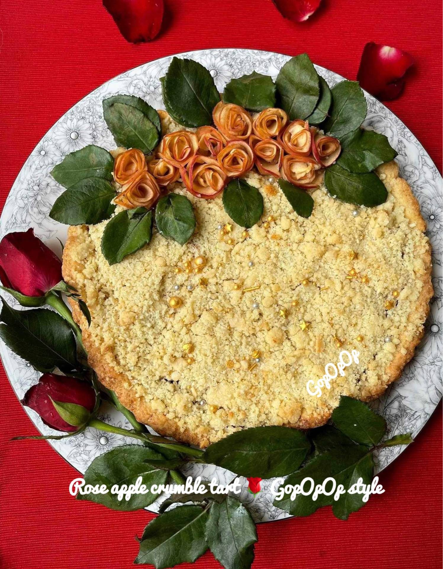 Rose apple crumble tart 🌹GopOpOp style #WongnaiChef 