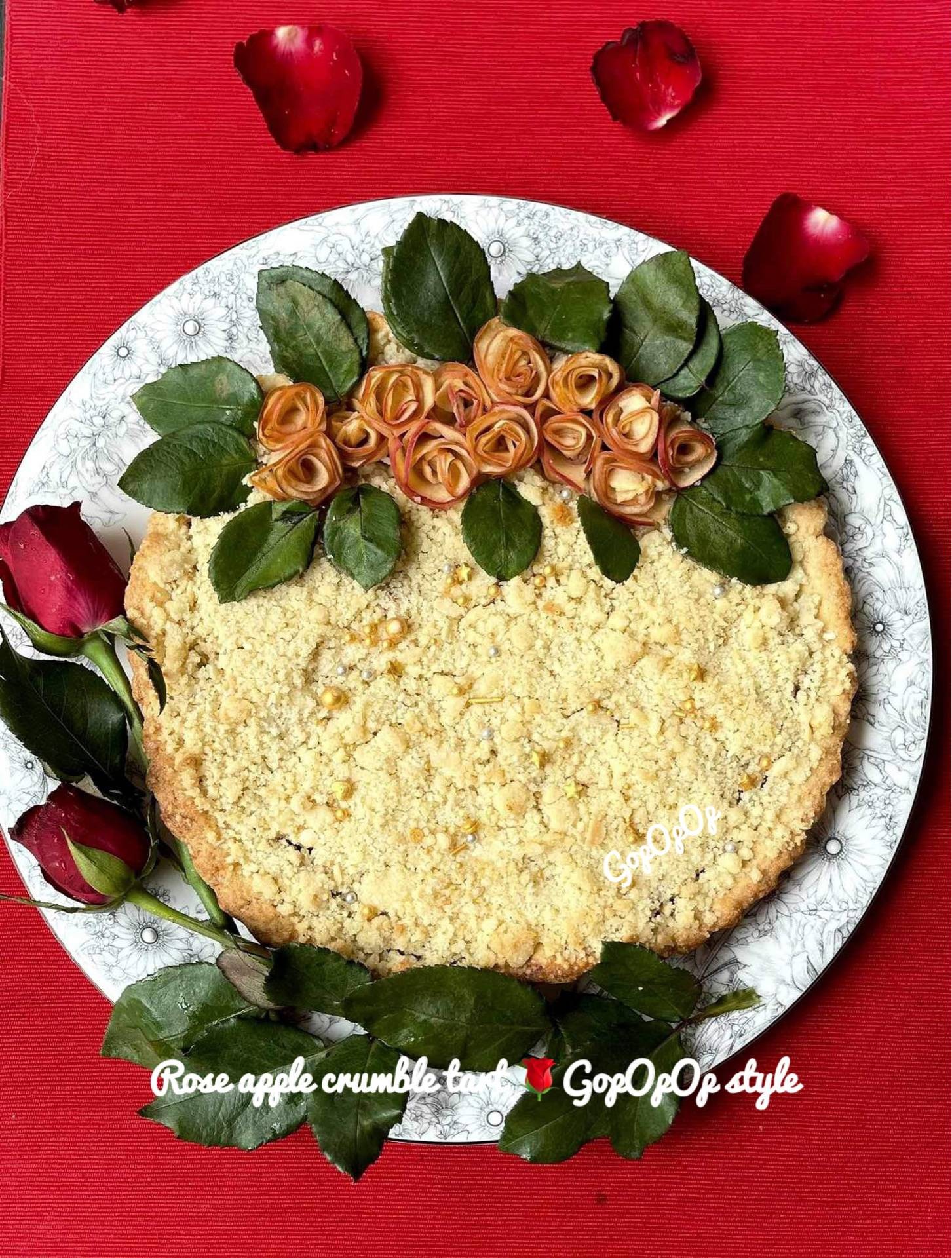Rose apple crumble tart 🌹GopOpOp style #WongnaiChef 