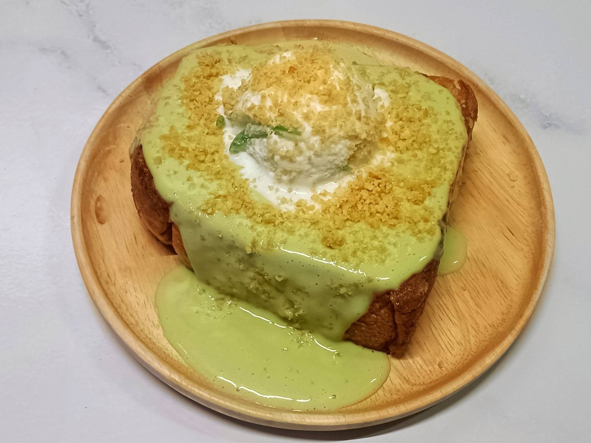 sangkaya toast with coconut milk ice cream