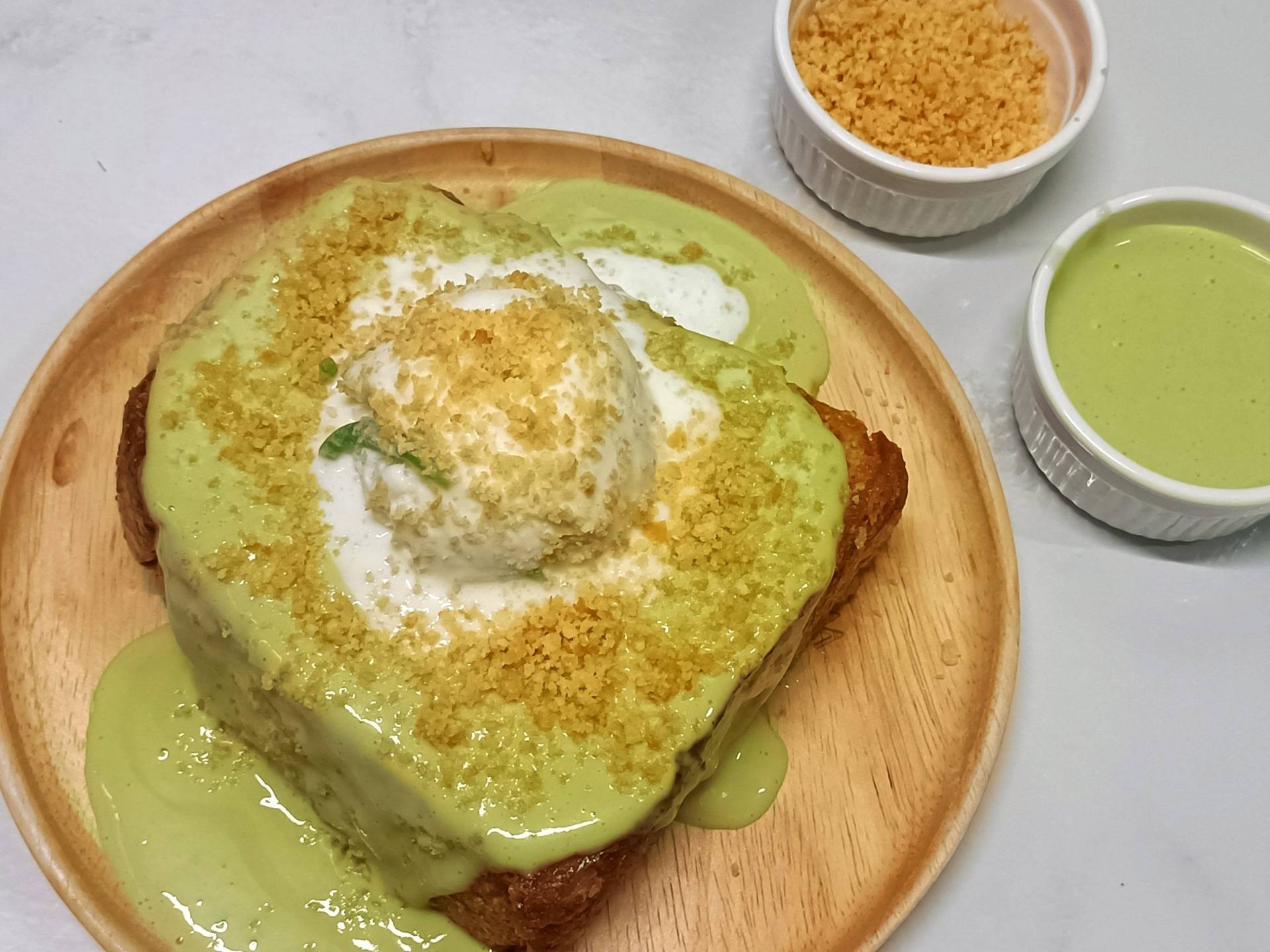 sangkaya toast with coconut milk ice cream