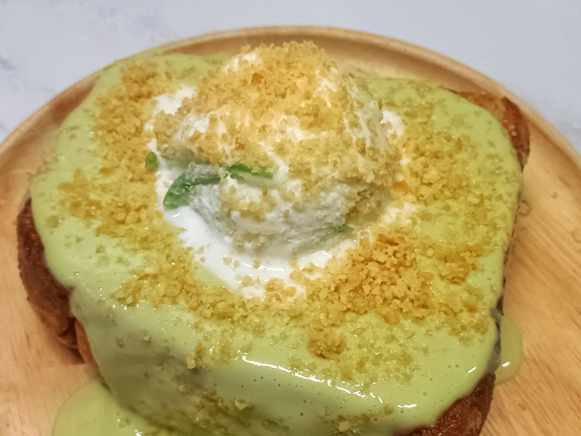 sangkaya toast with coconut milk ice cream