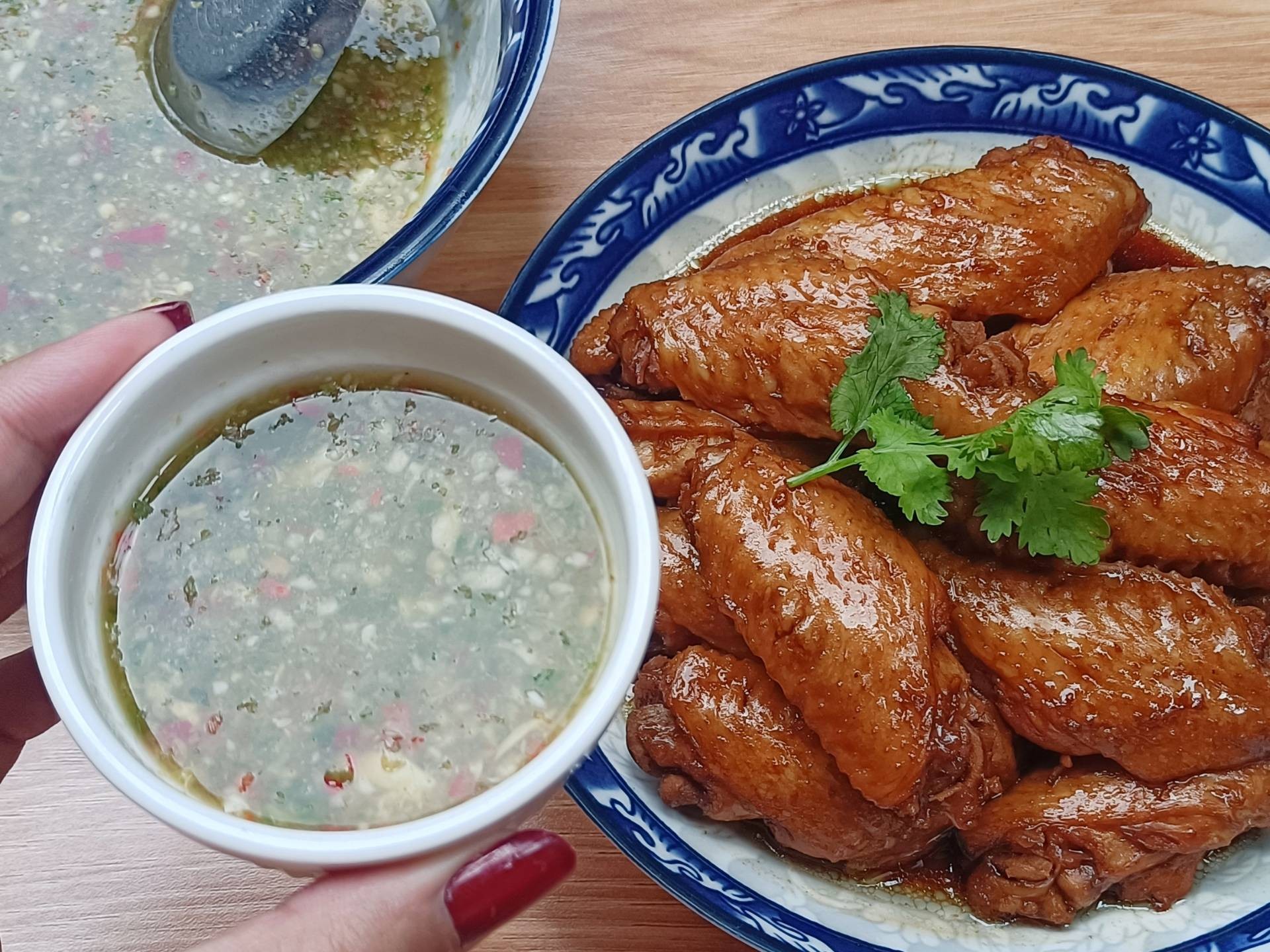 ปีกไก่ตุ๋น น้ำจิ้มซีฟู้ด 🌶️🍋🟩