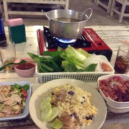 ข้าวผัดหมู ยำวุ้นเส้นหมูสับ+หมูยอ จิ้มจุ่ม