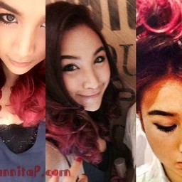 หลังทำสีผมค่ะ สีแดงจัดจ้านสะใจเลยค่ะ