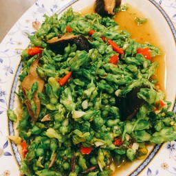 ดอกขจรผัดน้ำมันหอย