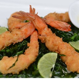 กุ้งทอดราดซอสมะนาว