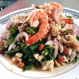 ยำผักกูดกุ้งสด