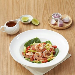 ยำกุ้งสดคะน้ากรอบ