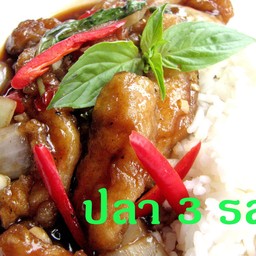 ข้าวราดปลาทอดสามรส