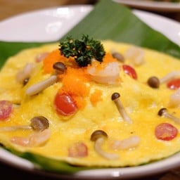 ข้าวหน้าไข่ข้นไข่กุ้งเห็ดหอม