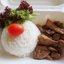 ข้าวราดหมูผัดน้ำมันหอย