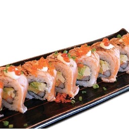Salmon aburi roll.