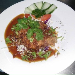 ปลากระพงซอสมะขาม