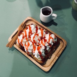 ที่สั่งมาเป็นหน้ารสสตรอเบอรี่ หน้าตาอาจจะดูธรรมดาแต่กินแล้วอร่อยดีค่ะ 