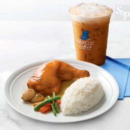 ข้าวไก่อบ + ชาเย็นสูตรโบราณ