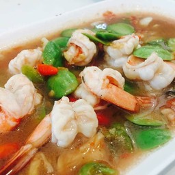 กุ้งผัดสะตอกะปิ