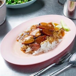 ข้าวหมูแดง + กุนเชียง ธรรมดา