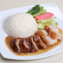ข้าวหน้าเป็ดย่าง+หมูกรอบ