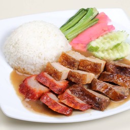 ข้าวหน้าบาร์บีคิวรวมสามอย่าง