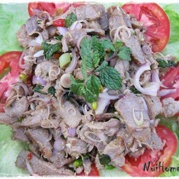 พล่าหมูย่างมะเขืออ่อน Grilled Pork Spicy Salad with Thai Eggplant