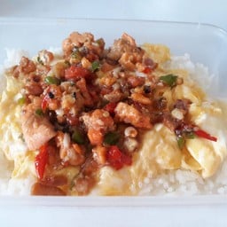 ข้าวไข่ข้นหน้าไข่ปูพริกขี้หนู