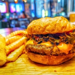 Kurobuta Pork Cheese Burger infused with Truffle oil