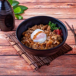 ข้าวหน้าเนื้อไข่ออนเซ็น+ซุป