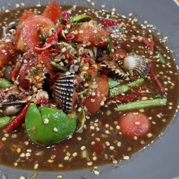 ตำหอยแครงกุ้งสด