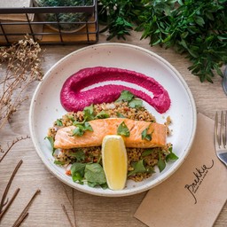 Pan - fried Salmon with Quinoa Salad