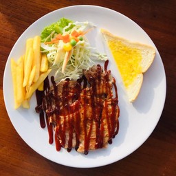 เนื้อนุ่ม เข้ากับน้ำราดซอสบาร์บีคิวได้ดีมาก (ไม่เผ็ด)