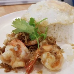 กุ้งกระเทียม ราดข้าว