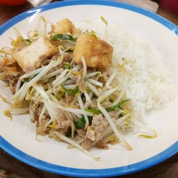 ข้าวถั่วงอกเต้าฮู้หมูสับ