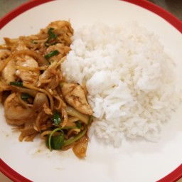 ข้าวไก่ผัดขิง