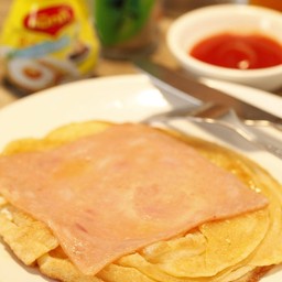 โรตีไข่ดาว+แฮม