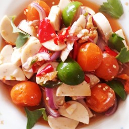 ยำหมูยอ+ไข่แดงเค็ม