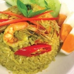 ข้าวผัดแกงเขียวหวานกุ้ง