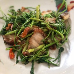 กระเฉดหมูกรอบ(เป็นกับข้าว)