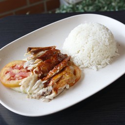 ข้าวมันไก่ย่าง+ซุป (ร้าน หยูกี่ ข้าวมันไก่ไหห่ล)