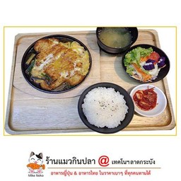 ชุดข้าว หมูกับไข่ (คัตซึด้ง) (รวมชุด SET ซุปมิโซะ + สลัดผัก + กิมจิ)