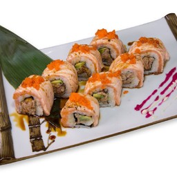 ข้าวห่อสาหร่ายไส้ตับห่านท็อปแซลม่อนเบิร์นไฟ