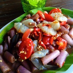 ตำสายบัวกุ้งสด