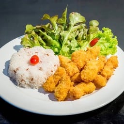 ข้าวหน้าสเต็กไก่ทอดกรอบ