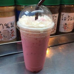 นมชมพูนมสดเย็น