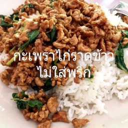 กะเพราไก่สับราดข้าว