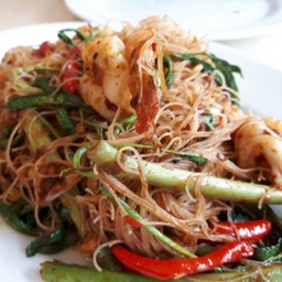 หมี่ขาวผัดผักกระเฉดกุ้ง (ใหญ่)