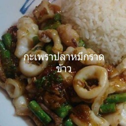 กะเพราปลาหมึกราดข้าว